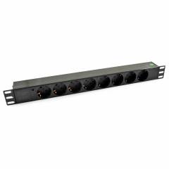 SHUCKO PDU 19" 1U 8-port (EU) diodas PVC panelė EU kištukas