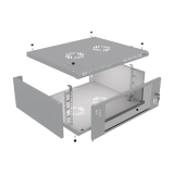 Stovo Spintelė 19" 4U, 450mm, Stiklinės Durys, Pilka