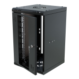 Stovo Spintelė 10" 6U, 300mm, Stiklinės Durys, Juoda