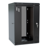 Stovo Spintelė 10" 6U, 300mm, Stiklinės Durys, Juoda