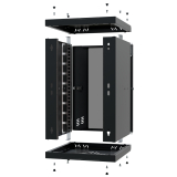 Stovo Spintelė 10" 6U, 300mm, Stiklinės Durys, Juoda